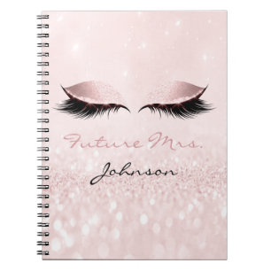 Future Mrs Bridal Pink Makeup Glitter Name Sparkle Notebook