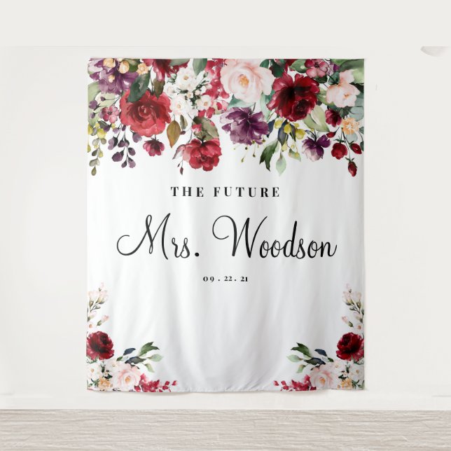 Future Mrs Bridal Shower Backdrop Photo Booth Tapestry (Front)
