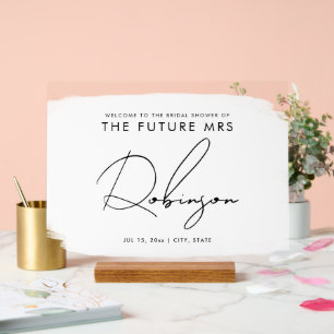 FUTURE MRS Bridal Shower Welcome Paint White Acrylic Sign