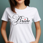 Future Mrs. Bride Black Custom Script Wedding T-Shirt<br><div class="desc">Cute and classy white tee can be customised with your "Future Mrs." name.</div>