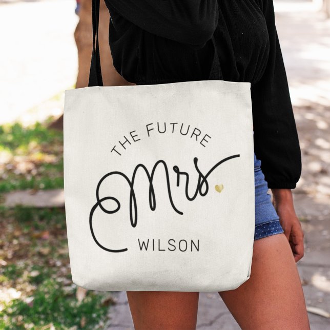 Future MRS Bride Modern Script Gold Name Tote Bag (Creator Uploaded)