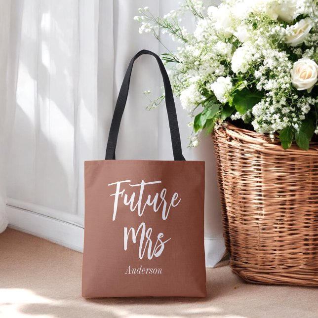 Future Mrs Bride Terracotta Brown Wedding  Tote Bag (Creator Uploaded)
