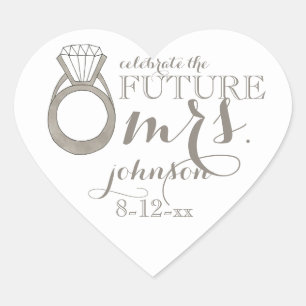 Future MRS. Bride-to-Be Diamond Engagement Ring Heart Sticker