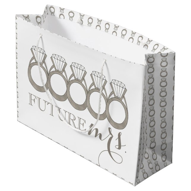 Future MRS. Bride-to-Be Diamond Engagement Ring Large Gift Bag (Back Angled)