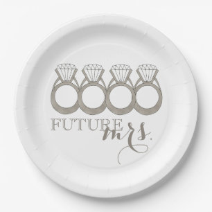 Future MRS. Bride-to-Be Diamond Engagement Ring Paper Plate