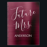 Future Mrs. Burgundy Purple Bridal Shower Planner Notebook<br><div class="desc">Future Mrs. Burgundy Cranberry Faux Brushed Metal Stainless Steel Metallic Notebook Planner for Wedding Planning. The Marsala Purple notebook is perfect for the bride to be. The name on the notebook can be updated with the last name. Please contact the designer if you would like customised matching items.</div>