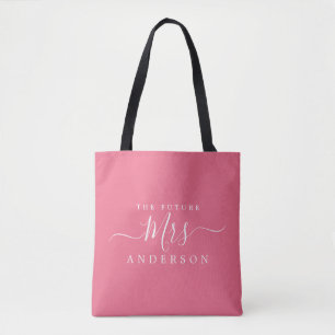 Future Mrs Chic Script Custom Name Bride To Be Tote Bag