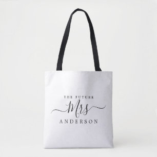 Future Mrs Chic Script Custom Name Bride To Be Tote Bag