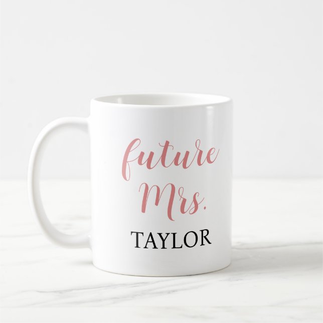 Future Mrs. Coffee Mug – Pink Script Bridal Gift (Left)