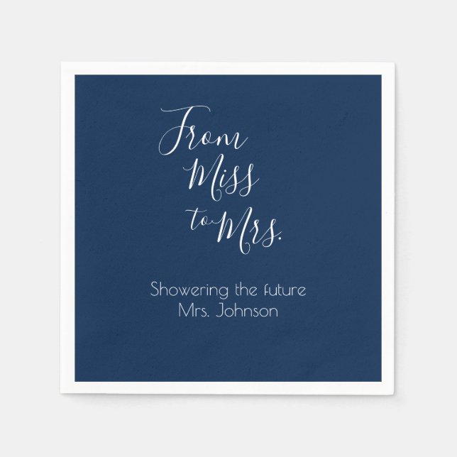 Future Mrs. Custom Name Bridal Shower Navy Napkin (Front)