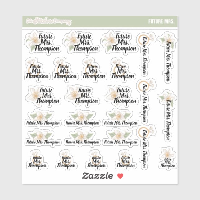 Future Mrs. Custom Name Labels | Bride to Be (Sheet)