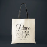 Future Mrs. Custom Name Wedding  Tote Bag<br><div class="desc">Future Mrs. Custom Name Wedding Tote Bag  - Custom tote bag  features modern script typography and is personalised with your future surname. Font is accented with an engagement ring. Shown in black and white.</div>