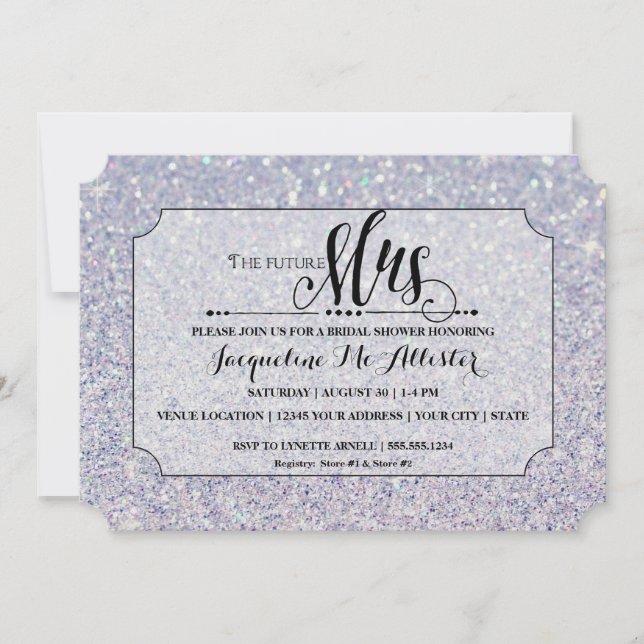 Future Mrs. Elegant Classic Bridal Shower Blue Invitation (Front)
