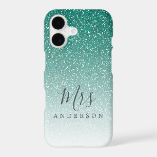 Future Mrs Emerald Green Glitter Chic Script Bride