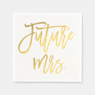 Future Mrs. Faux Gold Foil Modern Bridal Shower Napkin
