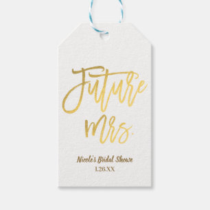 Future Mrs. Faux Gold Foil Modern Script Favour Gift Tags