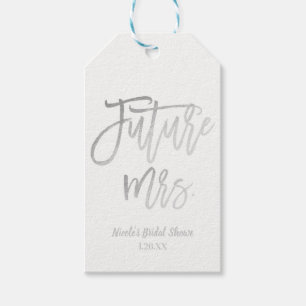 Future Mrs. Faux Silver Foil Modern Script Favour Gift Tags