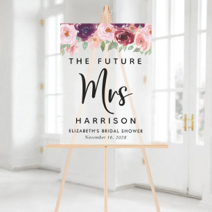 Future Mrs Floral Bridal Shower Welcome Frosted Acrylic Sign