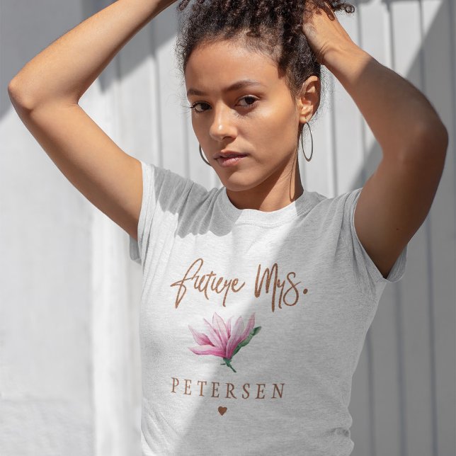 Future Mrs floral typography script team bride T-Shirt (Creator Uploaded)