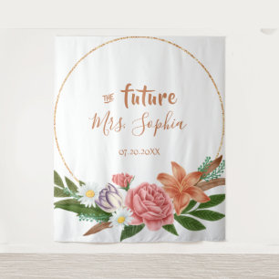 Future Mrs Gold Bridal Shower Backdrop Photo Booth Tapestry