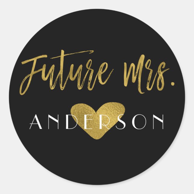 Future Mrs. Gold Foil Bridal Shower Sticker (Front)