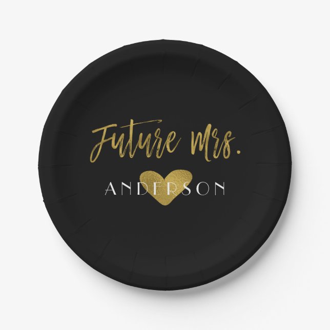 Future Mrs. Gold Foil Bride Party Plates (Front)