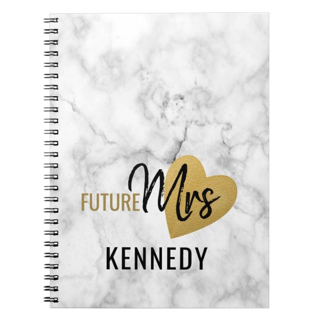 Future Mrs Gold Heart And Marble Notebook (Front)
