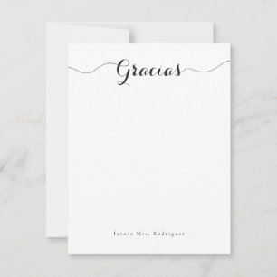 Future Mrs Gracias Chic Script Engagement Photo Thank You Card