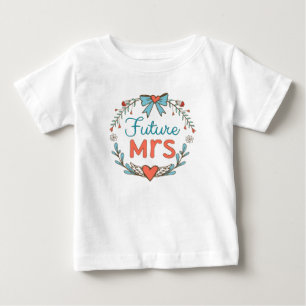 Future Mrs Hearts Flowers Leaves Red Blue Baby T-Shirt