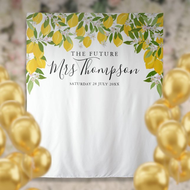 Future Mrs Lemons Bridal Shower Photo Backdrop Tapestry (Future Mrs Lemons Bridal Shower Photo Backdrop)