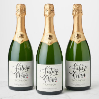 Future Mrs Modern Calligraphy Bridal Shower Sparkling Wine Label