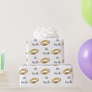 Future Mrs (Name) Elegant Wedding Gold Rings Wrapping Paper