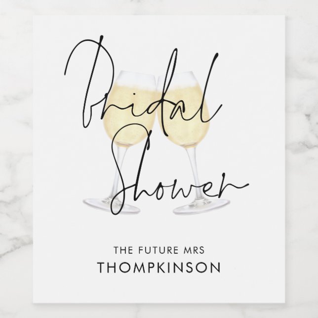 Future Mrs Name Wine Glasses Bridal Shower Wine Label (Single Label)