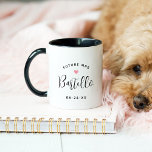 Future Mrs Personalised Black Script Name Wedding Mug<br><div class="desc">Custom "Future Mrs." women's bridal wedding coffee mug features modern black script text that can be personalised with the bride's married last name and wedding date. Includes a cute pink heart accent. Makes a perfect gift the newly engaged bride-to-be!</div>