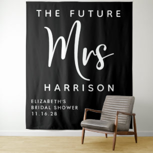 Future Mrs Personalised Bridal Shower Black Tapestry