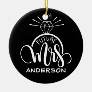 Future MRS - Personalised Christmas engagement Ceramic Tree Decoration