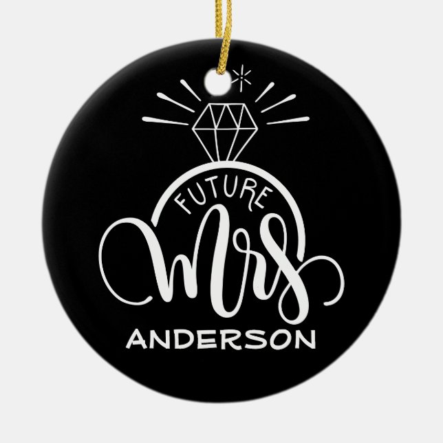 Future MRS - Personalised Christmas engagement Ceramic Tree Decoration (Front)