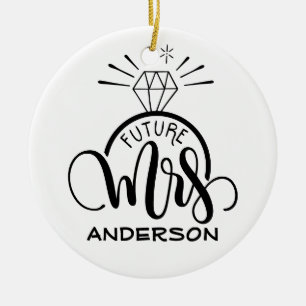 Future MRS - Personalised engagement present Ceramic Tree Decoration
