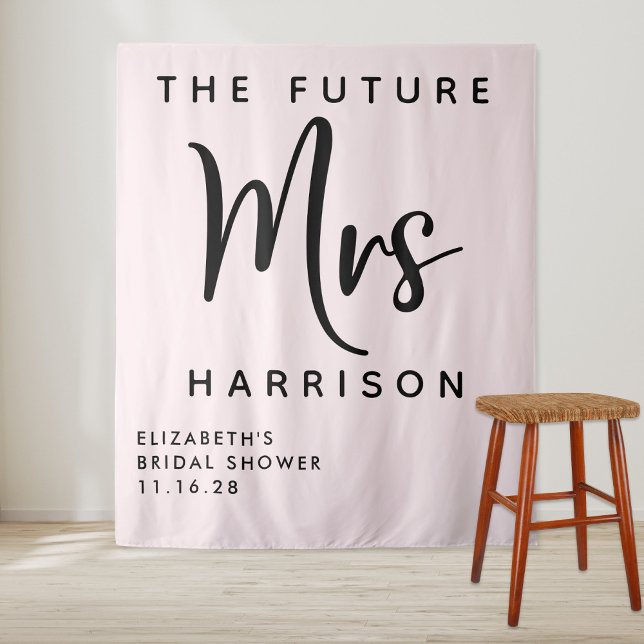 Future Mrs Personalised Pink Bridal Shower Tapestry (Creator Uploaded)