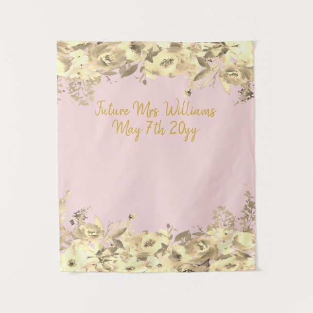Future Mrs Pink Bridal Shower Photo Booth Backdrop Tapestry (Front)