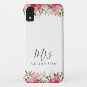 Future Mrs Pink Floral Chic Script Bride Gift Case-Mate iPhone Case