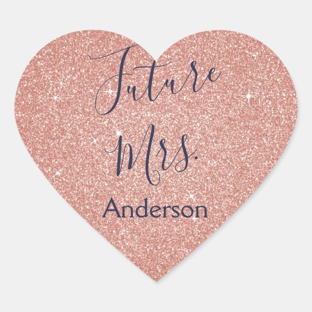 Future Mrs. Pink Rose Gold Bridal Shower Heart Sticker (Front)