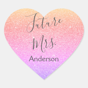 Future Mrs. Purple and Pink Bridal Shower Heart Sticker