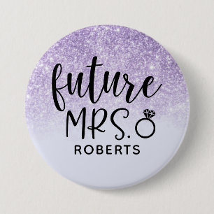 Future Mrs. Purple Glitter Button