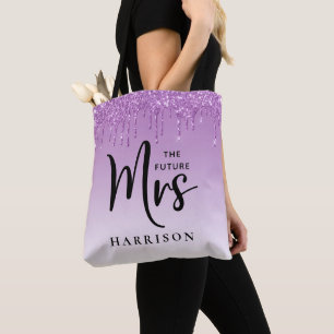 Future Mrs Purple Glitter Drips Personalised Tote Bag