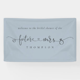 Future Mrs Ring Hearts Dusty Blue Bridal Shower Banner