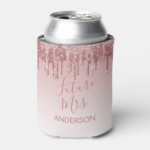 Future Mrs. Rose Gold Blush Pink Sparkle Glitter Can Cooler