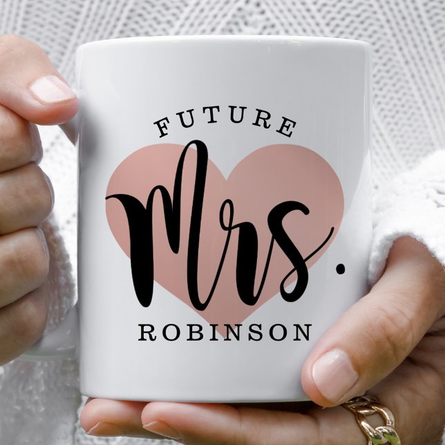 Future Mrs Rose Gold Heart Custom Wedding Monogram Coffee Mug (Creator Uploaded)