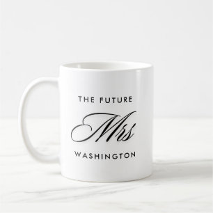 Future Mrs Script Wedding Black Monogram  Coffee Mug