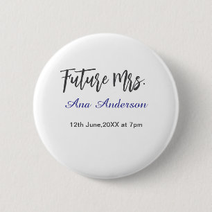 Future mrs surname bride to be purple gray name da 6 cm round badge